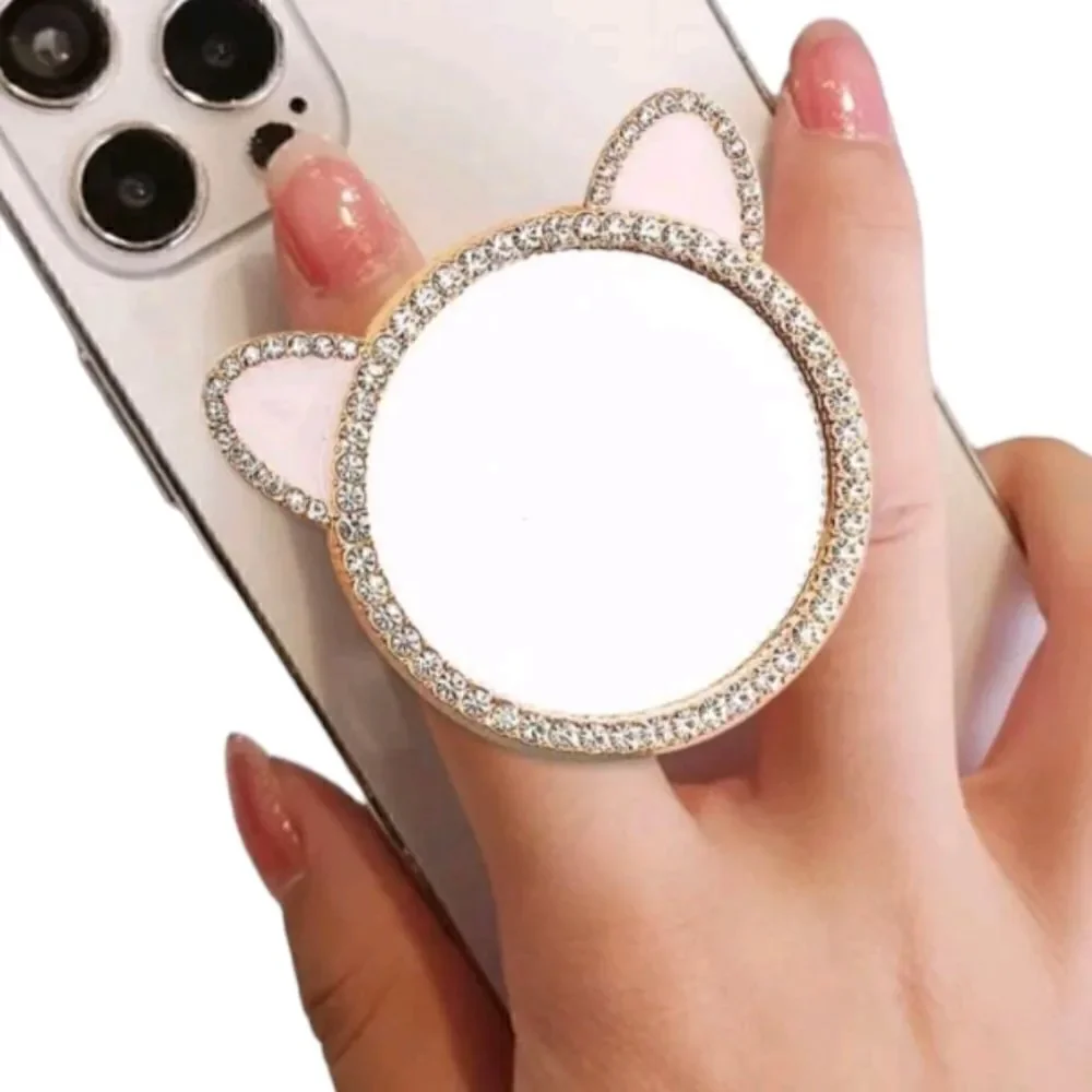 Cat Ears Shape Mirror Phone Clip Grip Holder - Picture 1 of 7